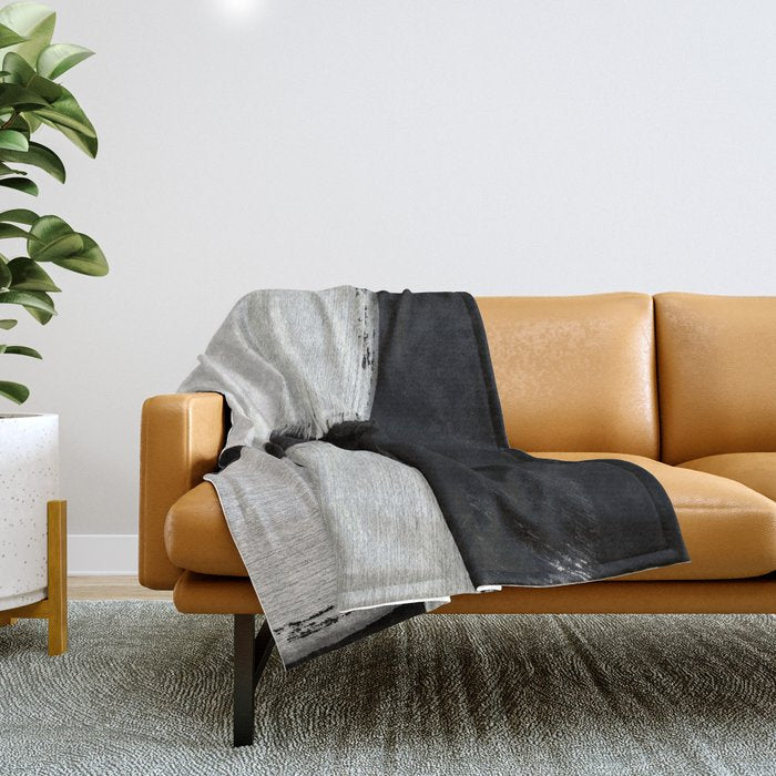 Brush Stroke Black White Painted Throw Blanket