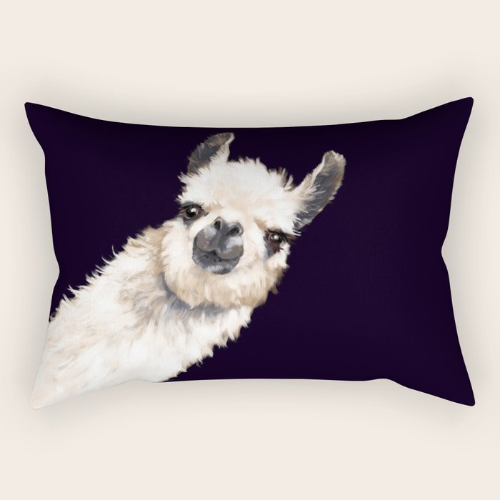 Sneaky Llama In Black Rectangular Pillow