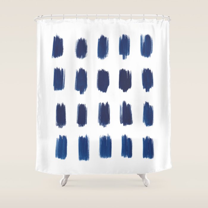 Indigo Abstract Brush Strokes | No. 6 Shower Curtain