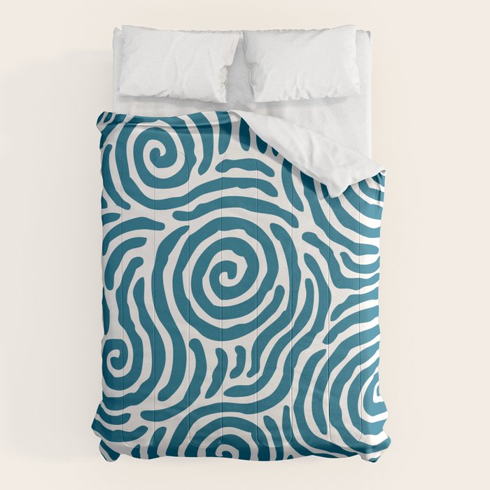 Ripple Effect Pattern Peacock Blue Comforter
