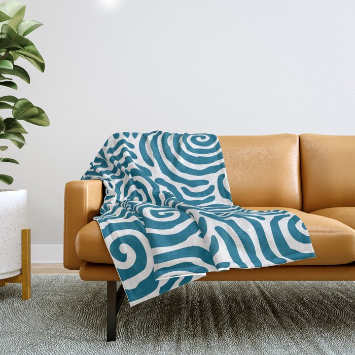 Ripple Effect Pattern Peacock Blue Throw Blanket