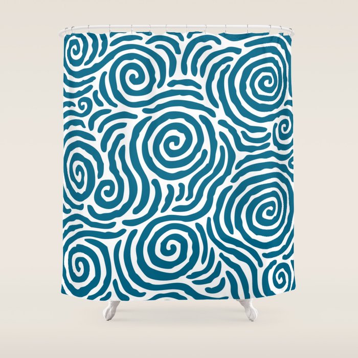 Ripple Effect Pattern Peacock Blue Shower Curtain