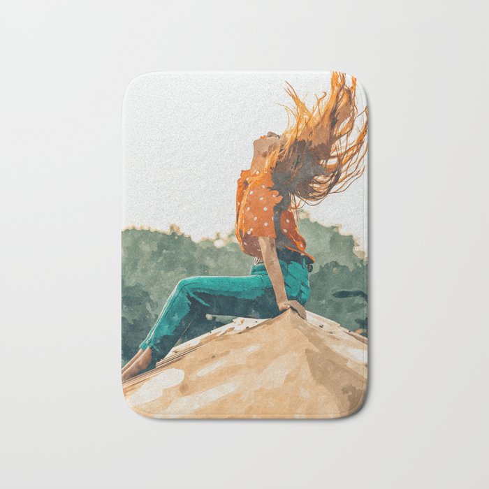 Live Free, Freedowm Woman Empower Painting, Fashion Female Human Rights Bath Mat