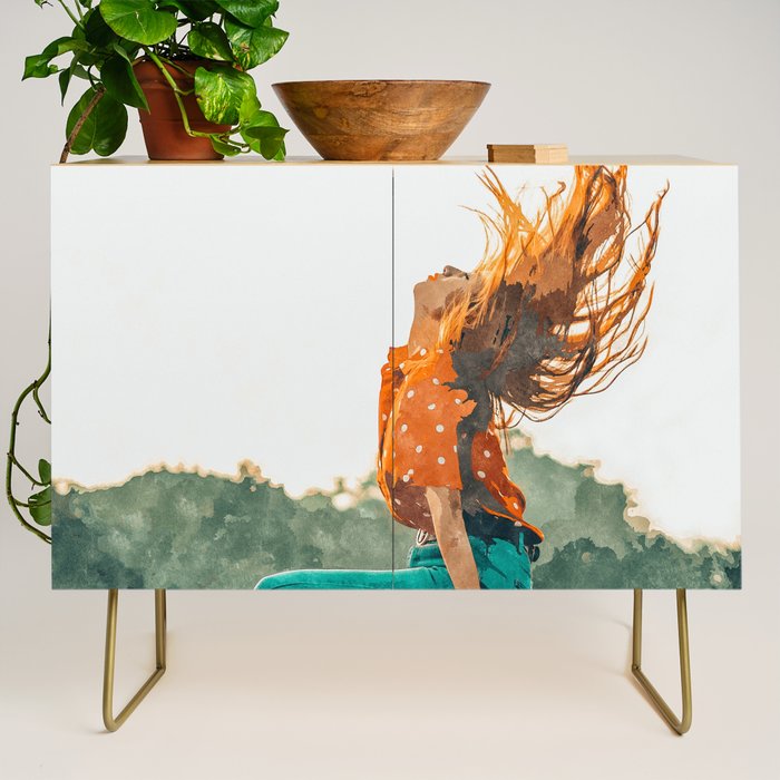 Live Free, Freedowm Woman Empower Painting, Fashion Female Human Rights Credenza