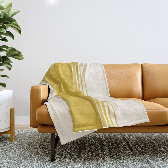 Marigold Yellow And Creme Lines Throw Blanket
