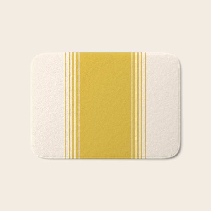 Marigold Yellow And Creme Lines Bath Mat