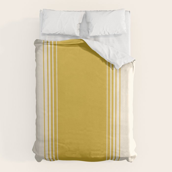 Marigold Yellow And Creme Lines Duvet Cover