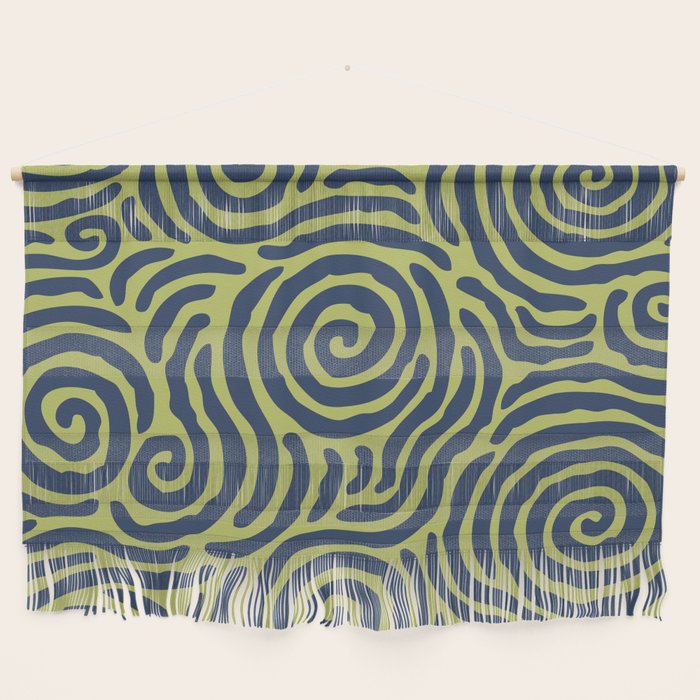 Ripple Effect Pattern Blue And Chartreuse Wall Hanging