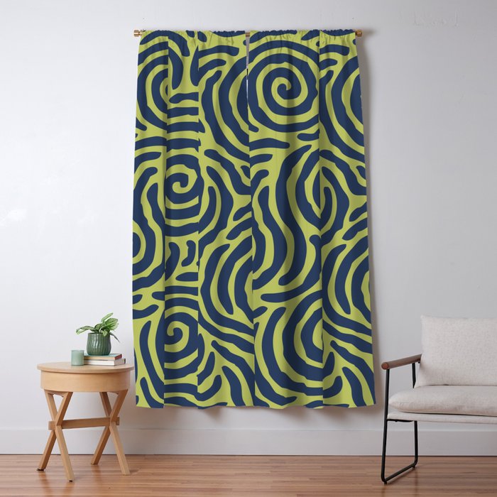 Ripple Effect Pattern Blue And Chartreuse Window Curtain