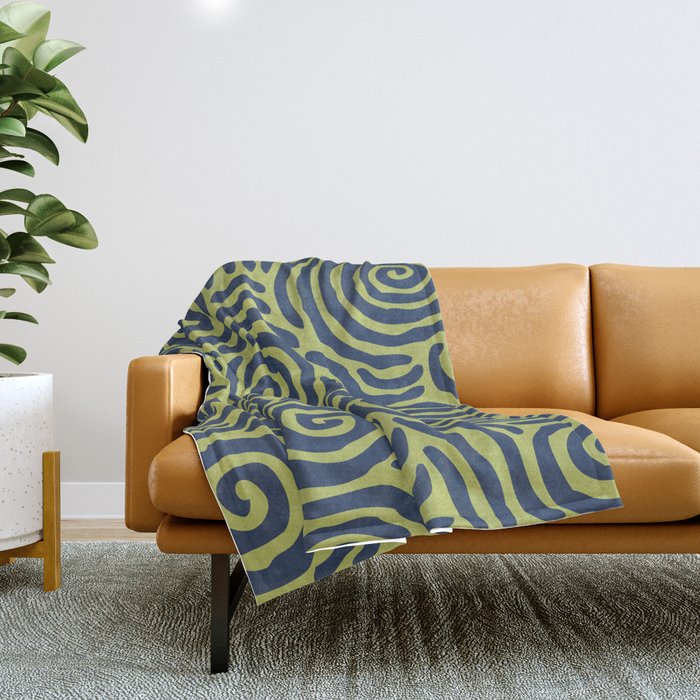 Ripple Effect Pattern Blue And Chartreuse Throw Blanket