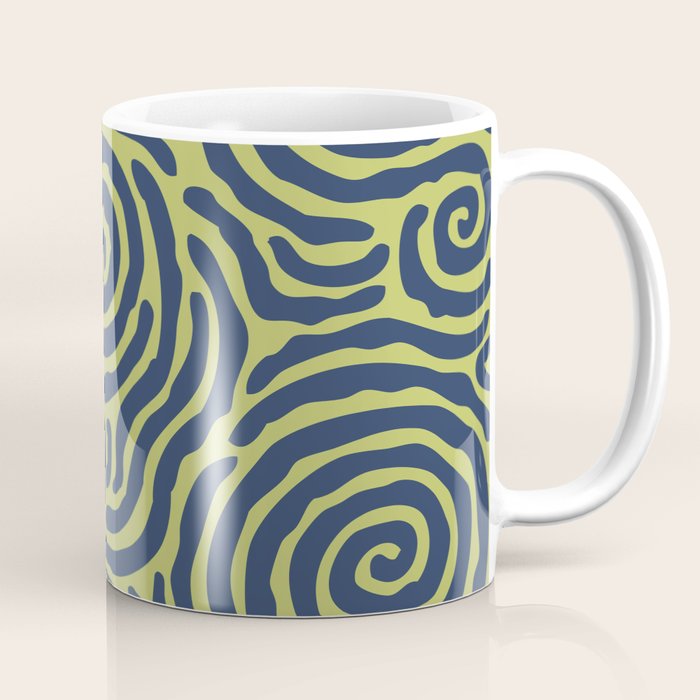 Ripple Effect Pattern Blue And Chartreuse Coffee Mug