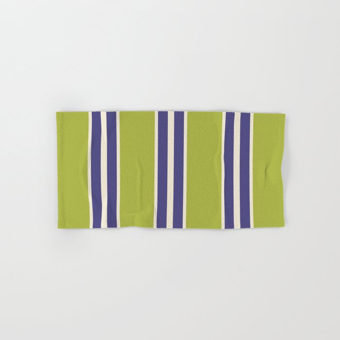 Vertical Stripes Chartreuse And Blue Bath Towel