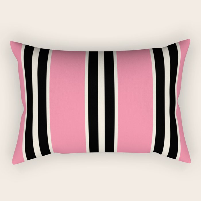 Vertical Stripes Pink And Black Rectangular Pillow