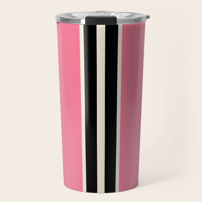 Vertical Stripes Pink And Black Travel Mug