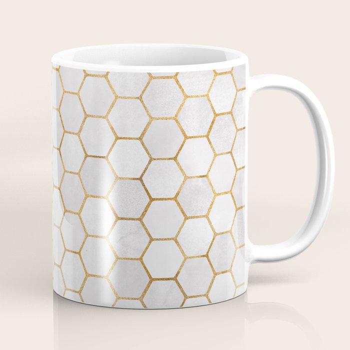 Neutral Geometric Hexagon Pattern Coffee Mug