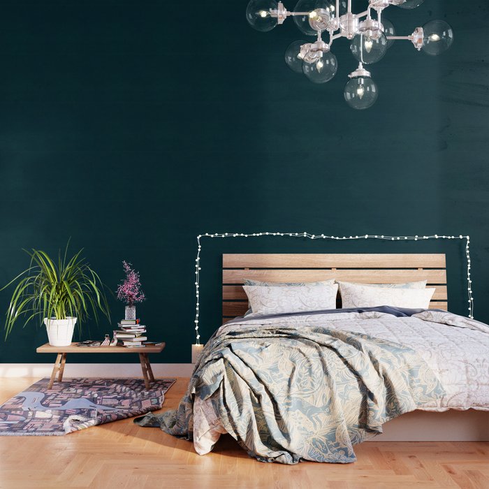 Color Trend Petrol Dark Blue Plain Wallpaper