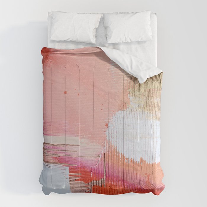 Moving Mountains: A Minimal, Abstract Piece In Reds And Gold By Alyssa Hamilton Art Comforter