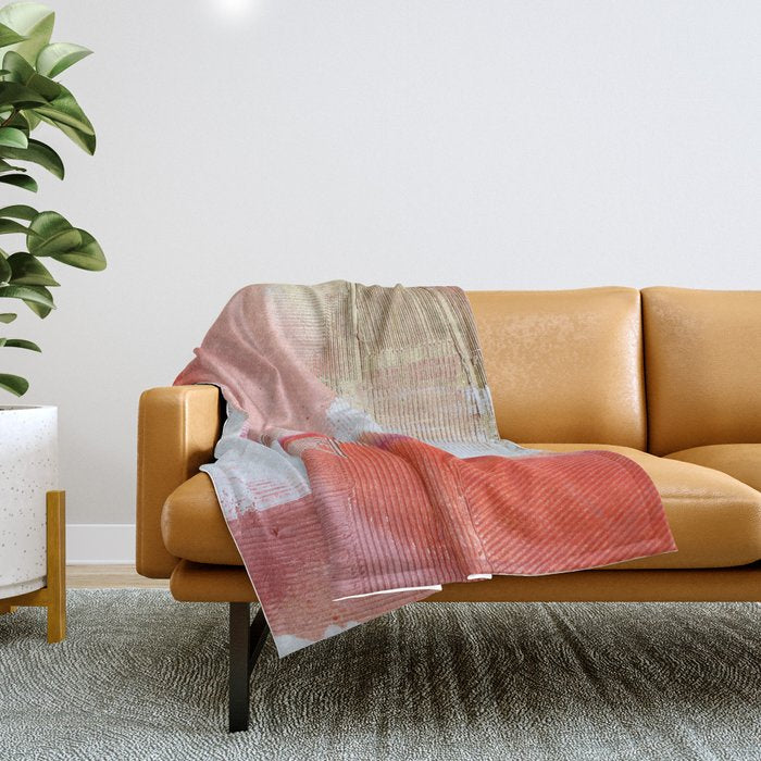 Moving Mountains: A Minimal, Abstract Piece In Reds And Gold By Alyssa Hamilton Art Throw Blanket