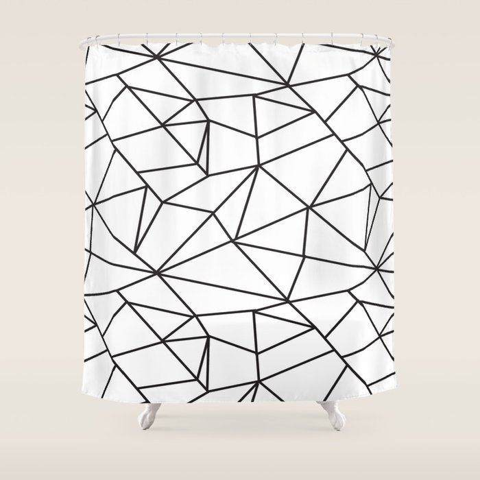 Geometrical Modern Black Abstract Wondrous Pattern Shower Curtain