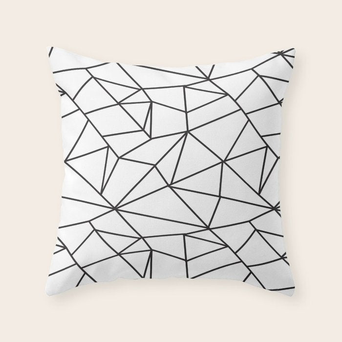 Geometrical Modern Black Abstract Wondrous Pattern Throw Pillow