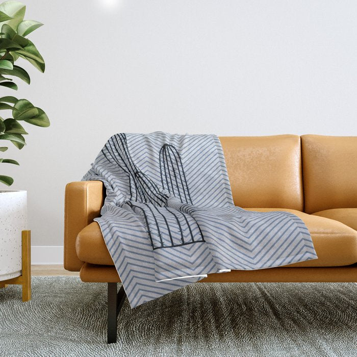 Deserted Cactus - Chevron Slate Throw Blanket
