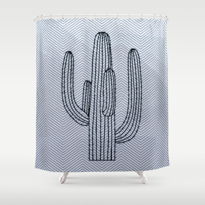 Deserted Cactus - Chevron Slate Shower Curtain