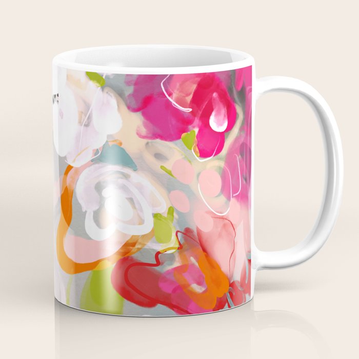 Dream Flowers In Pink Rose Floral Abstract Art Coffee Mug