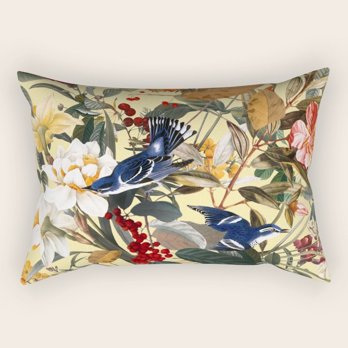 Floral And Birds Xxix Rectangular Pillow