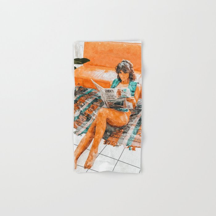 The Gossip Column | Modern Bohemian Woman Hippie DCor | Staycation Fashion Painting  Bath Towel