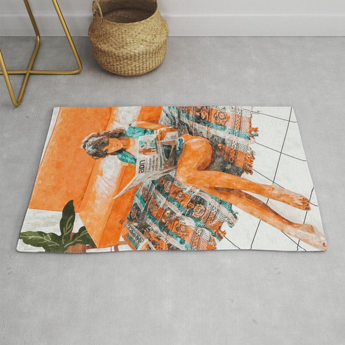 The Gossip Column | Modern Bohemian Woman Hippie DéCor | Staycation Fashion Painting  Rug