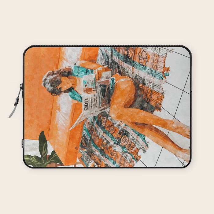 The Gossip Column | Modern Bohemian Woman Hippie DéCor | Staycation Fashion Painting  Laptop Sleeve