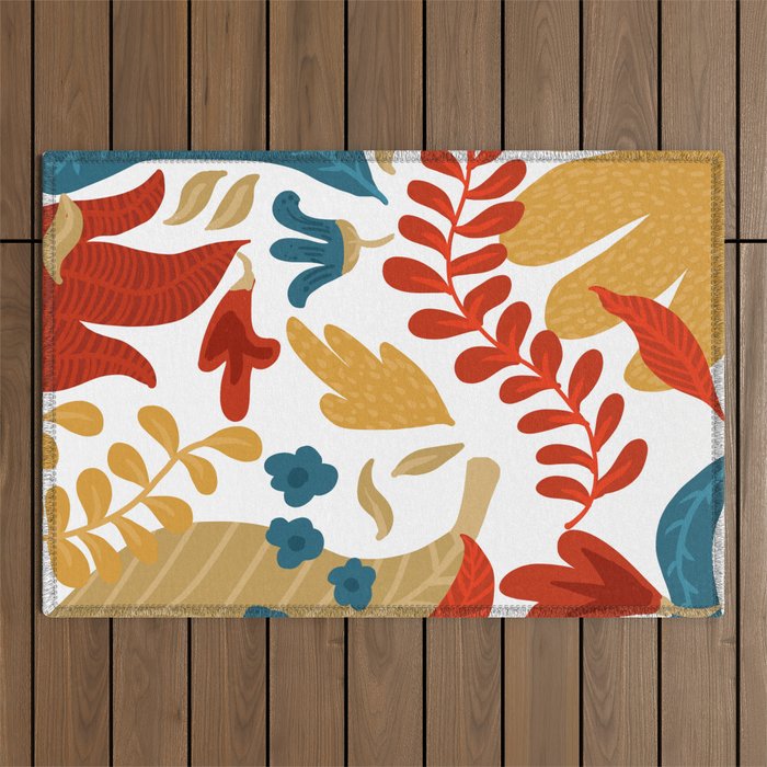 Echo Of Innocence | Botanical Nature Eclectic Plants | Vintage Floral Rustic Spring Garden Blossom Outdoor Rug