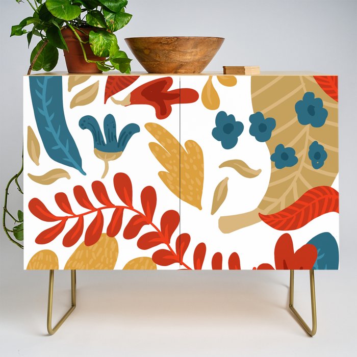 Echo Of Innocence | Botanical Nature Eclectic Plants | Vintage Floral Rustic Spring Garden Blossom Credenza