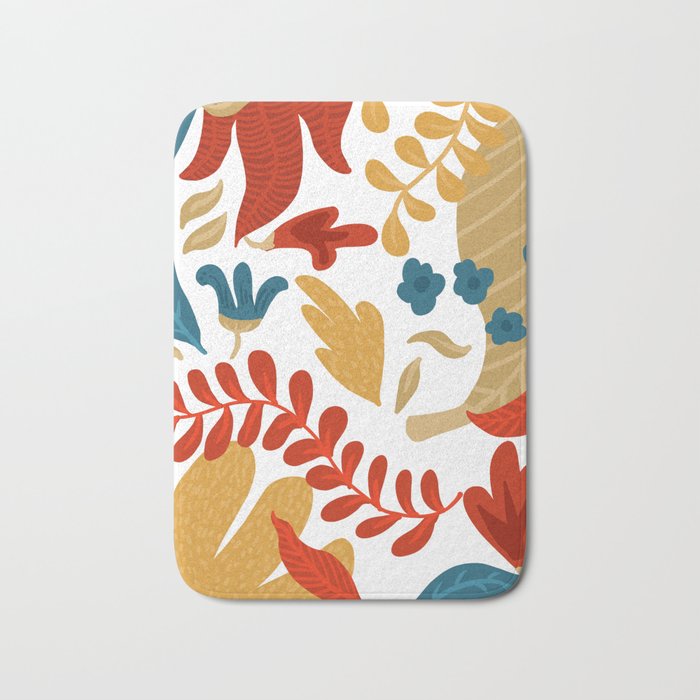 Echo Of Innocence | Botanical Nature Eclectic Plants | Vintage Floral Rustic Spring Garden Blossom Bath Mat