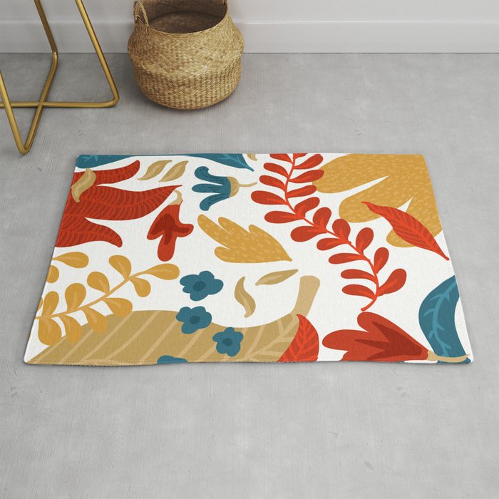 Echo Of Innocence | Botanical Nature Eclectic Plants | Vintage Floral Rustic Spring Garden Blossom Rug