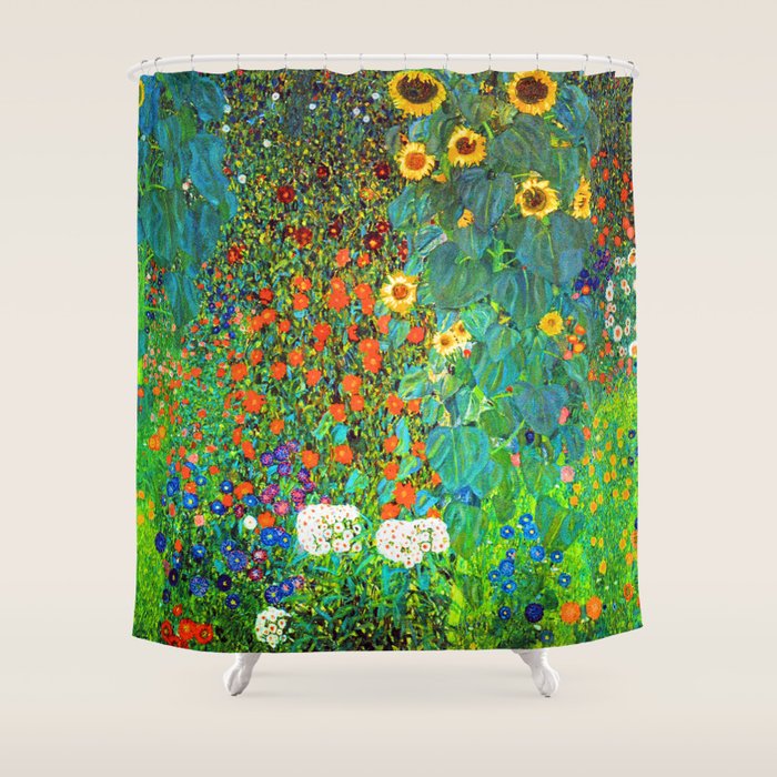 Gustav Klimt Garden With Sunflowers Shower Curtain