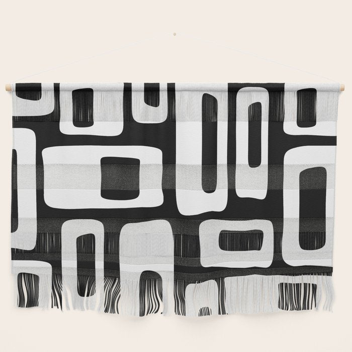 Black And White Mid Century Modern Abstract Pattern 335 Wall Hanging