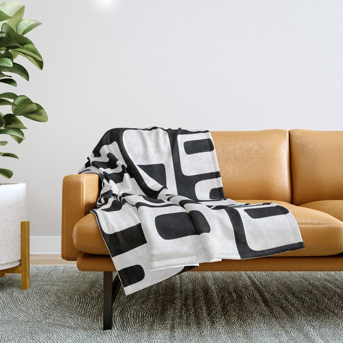 Black And White Mid Century Modern Abstract Pattern 335 Throw Blanket