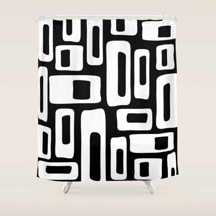 Black And White Mid Century Modern Abstract Pattern 335 Shower Curtain