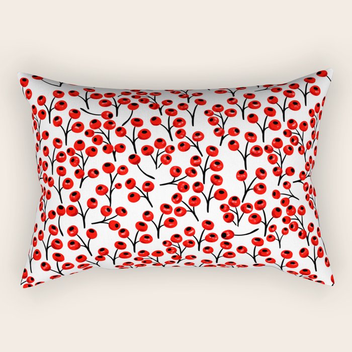 Christmas Red Fruit - Pattern No 4 Rectangular Pillow