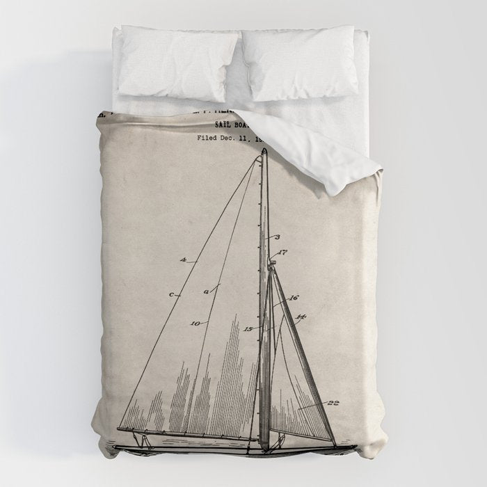 Sailboat Patent - Yacht Art - Antique Duvet Cover