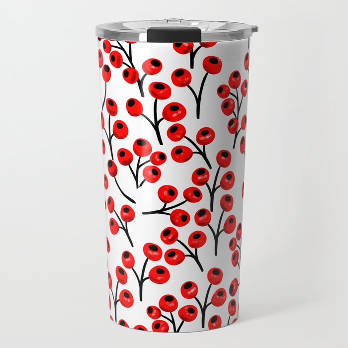 Christmas Red Fruit - Pattern No 4 Travel Mug
