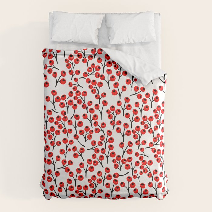Christmas Red Fruit - Pattern No 4 Duvet Cover