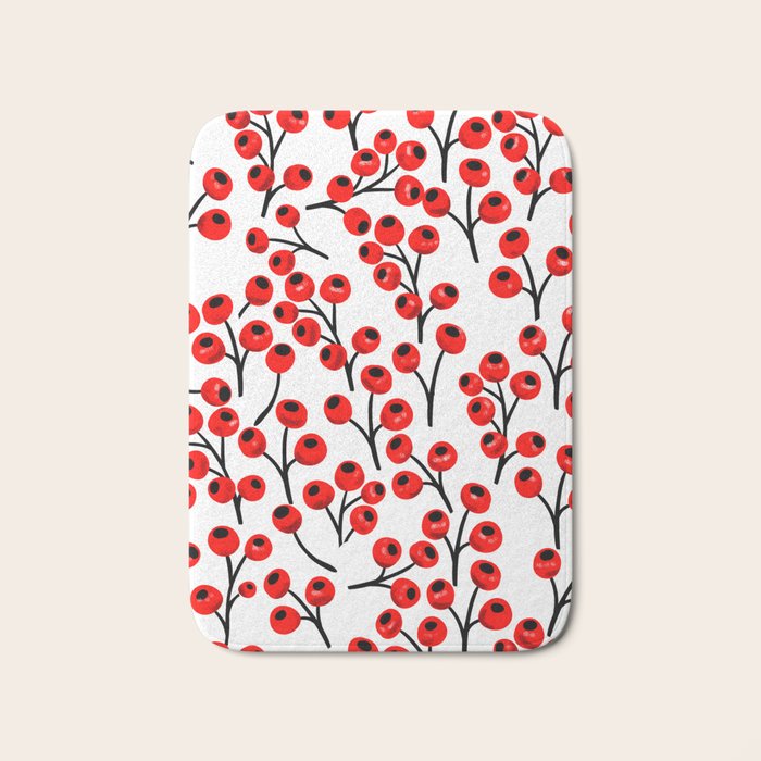 Christmas Red Fruit - Pattern No 4 Bath Mat
