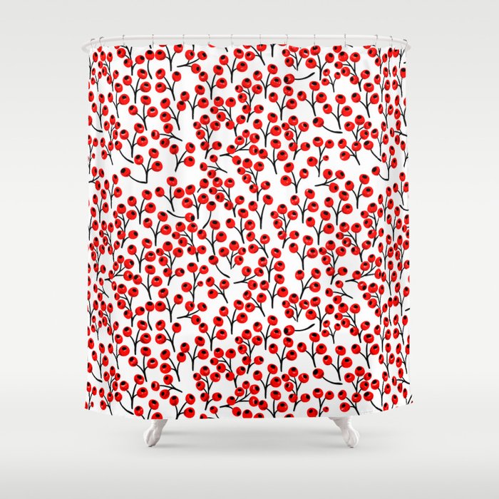 Christmas Red Fruit - Pattern No 4 Shower Curtain