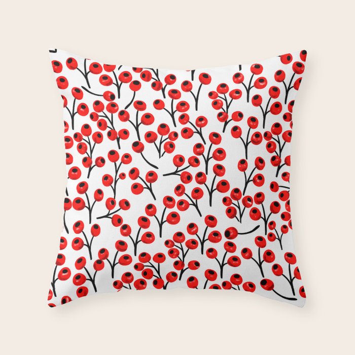 Christmas Red Fruit - Pattern No 4 Throw Pillow