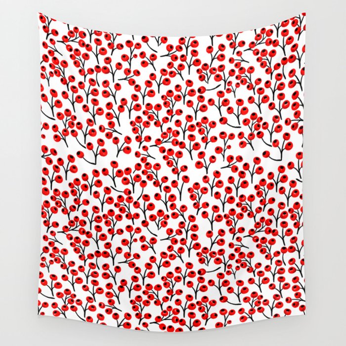 Christmas Red Fruit - Pattern No 4 Wall Tapestry
