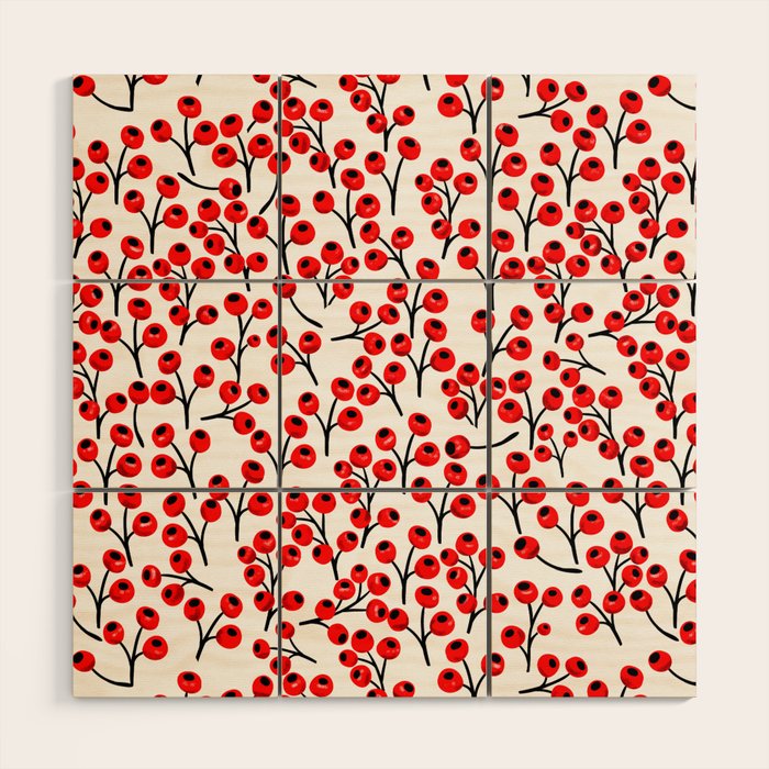 Christmas Red Fruit - Pattern No 4 Wood Wall Art