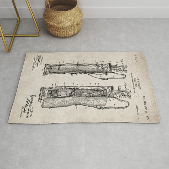 Golf Bag Patent - Caddy Art - Antique Rug