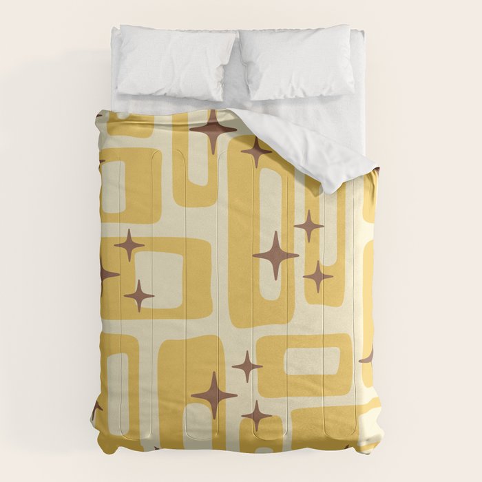 Retro Mid Century Modern Abstract Pattern 577 Yellow Brown Comforter